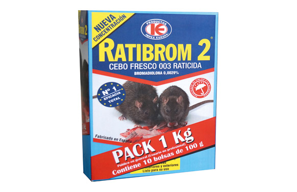 Raticida cebo fresco ratibrom-2 1 kg (10 bolsas 100 gr)