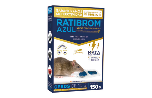 Raticida cebo fresco ratibrom azul 150 gr