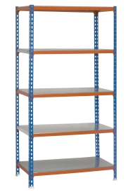 Estanteria metal 5 estantes metalicos sin tornillos 2000x1100x500 azul/naranja