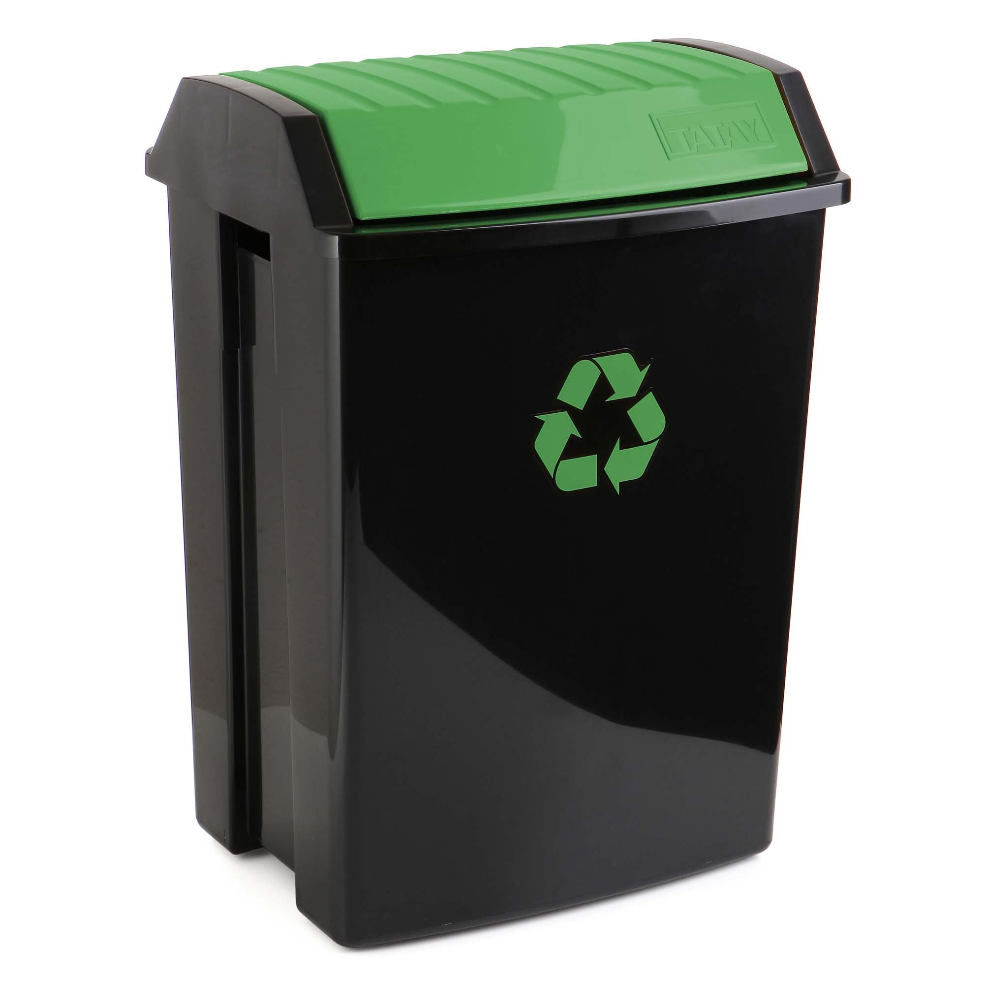 Contenedor reciclaje 50 l negro 40 x 33,5 x 57,5 tapa verde