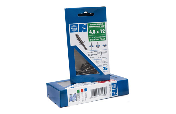 REMACHE ESTANDAR CABEZA ALOMADA C.14  Ø 4,8 X 24 MM, ALUMINIO/ACERO 40 UDS EB1030004824 2