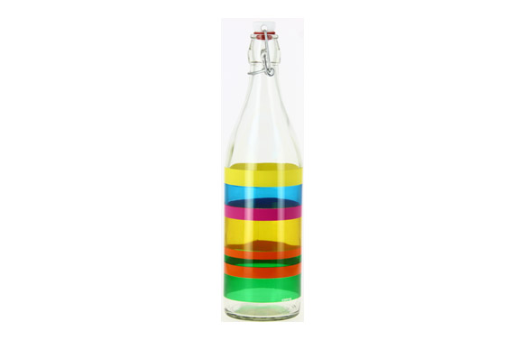 Botella cristal decorada 1 l nuances rayas
