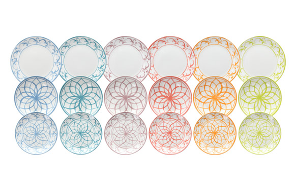 Vajilla porcelana decorada 18 pzs lisboa - colores mix