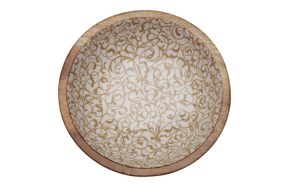 ENSALADERA MADERA ESMALTADA DECORADA   SERPENTINE-24CM 17370503 2