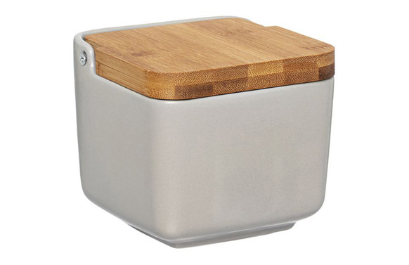 Salero porcelana tapa bambu...