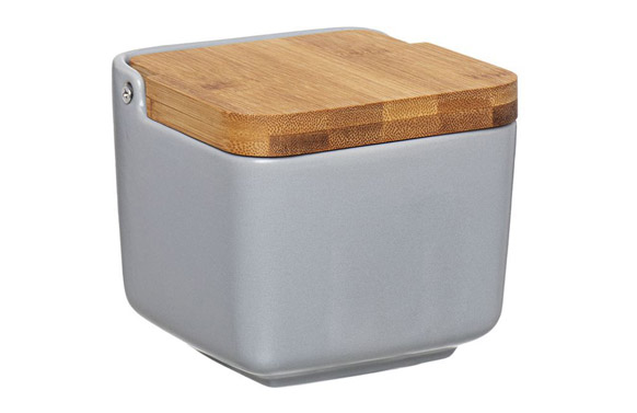 Salero porcelana tapa bambu...