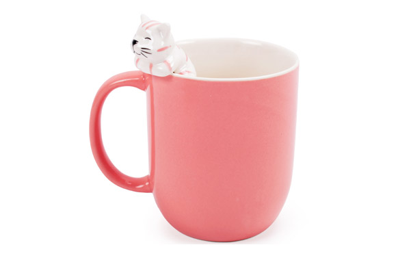 Mug ceramica gato rosa...