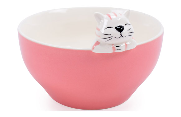 Bol ceramica gato rosa...