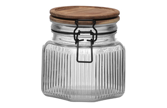 Bote cristal tapa acacia 0,8l