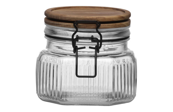 Bote cristal tapa acacia 0,6l