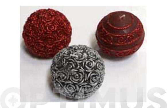 BOLA CERA ROJA ROSAS      é 8CM