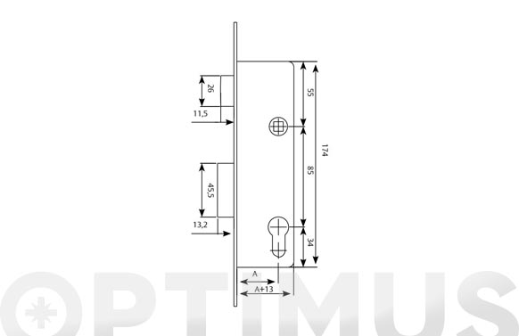 Cerradura Puerta Metálica Serie 2210 Tesa 2216-25mm Inox