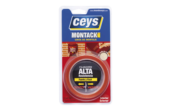 ceys - Montack a.t - Rojo Transaparente - Cinta blister 2,5 M x 19