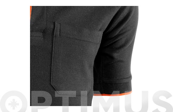 POLO PIQUE MANGA CORTA TOP RANGE T.S NEGRO/NARANJA 647/S 2