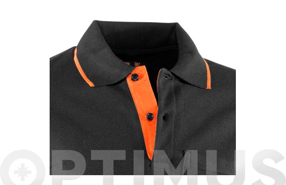 POLO PIQUE MANGA CORTA TOP RANGE T.S NEGRO/NARANJA 647/S 3