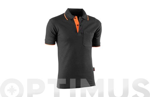 POLO PIQUE MANGA CORTA TOP RANGE T.S NEGRO/NARANJA 647/S 1