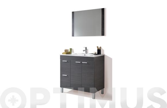Mueble baño 80 cm + espejo aktiva gris 80 x 80 x 46 cm