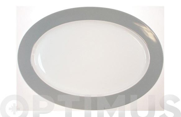 Bandeja oval porcelana open b.gris 31cm