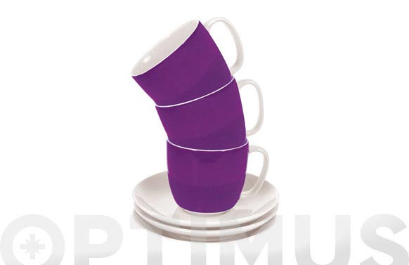 Taza te con plato banda lila