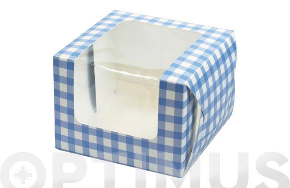 Caja cupcake 10x10x7,5cm/1cavid 90068-vichy azul
