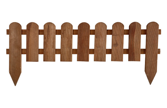Bordura minivalla madera panorama redondeada marro 28 x 110 cm poste fijacion 45 cm