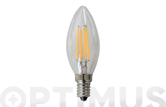 Bombilla led filamento vela 380lm 4w e14 luz calida