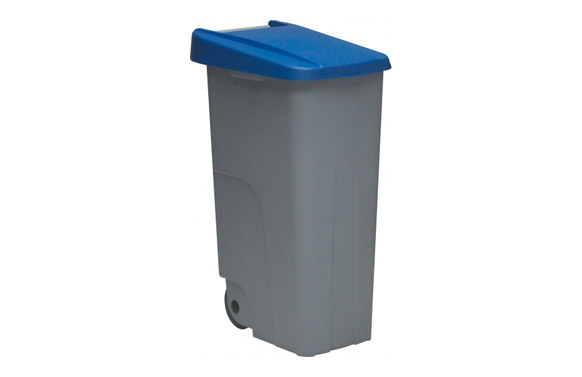 Contenedor basura gris ecologico 110 l tapa azul
