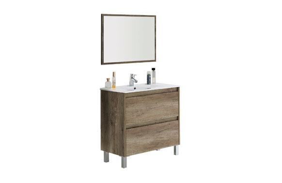 Mueble baño 80 cm + espejo dakota roble 80 x 80 x 45 cm