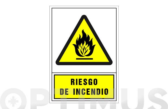 Señal advertencia castellano 345x245 mm-riesgo de incendio