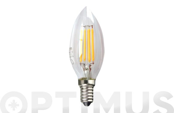 Bombilla led filamento vela transp. 450lm 4w e14 luz calida (3000k)