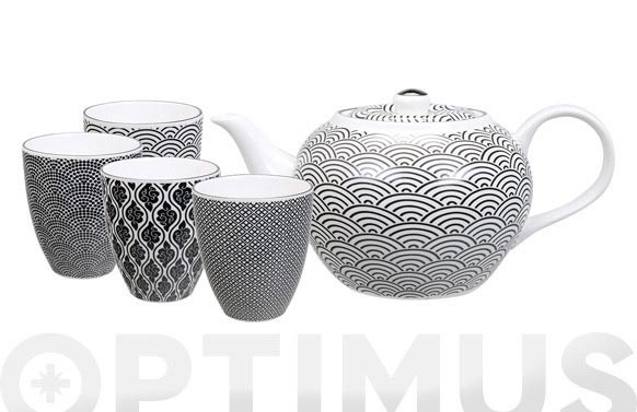 Tetera nippon black set + 4 vasos