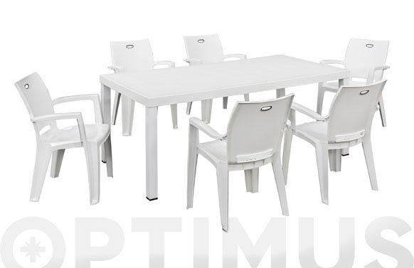 Mesa resina aluminio brio blanco 180 x 95 cm