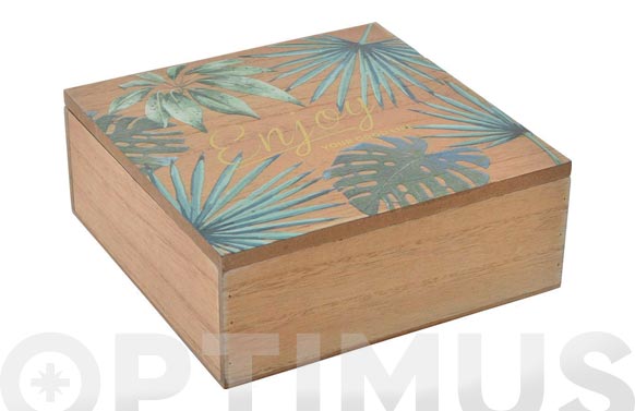 Caja madera tropical 18x18x7 cm