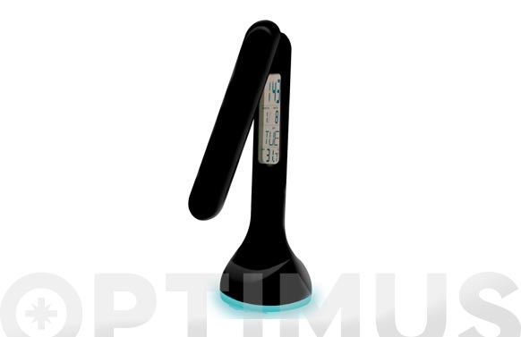 Lampara led de escritorio rgb recargable 4w negra con reloj
