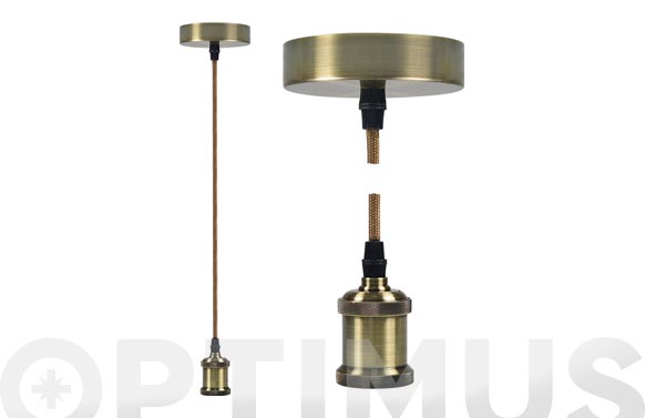 Lampara colgante ø9,84 x 4,4 cm + 88cm de cable oro nuevo e27 60w