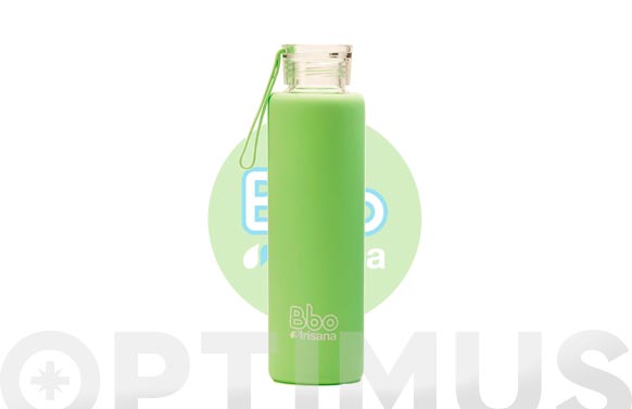 Botella borosilicato con silicona verde 550 ml