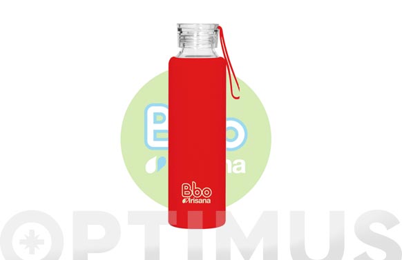 Botella borosilicato con silicona rojo 550 ml