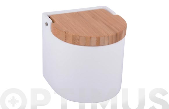 Salero ceramica bambu blanco