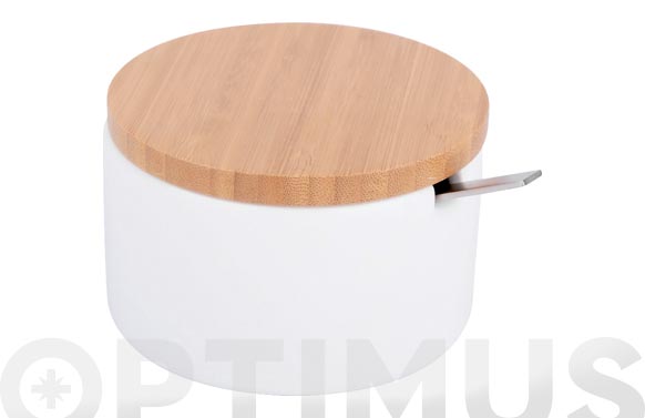 Azucarero ceramica bambu blanco