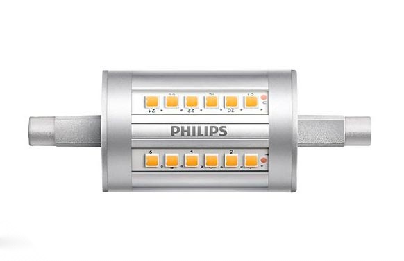 Lampara led lineal 78mm r7s 7,5w calida