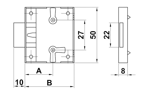 CERRADURA MUEBLE SOBREPONER MODELO 9 25 MM LATON 22641 3