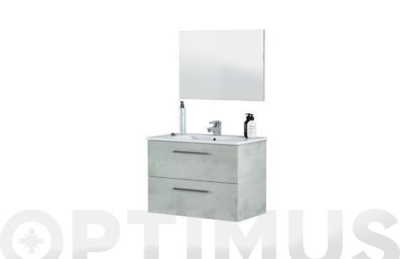 Mueble baño 80cm + espejo aruba cemento 80 x 57 x 45 cm
