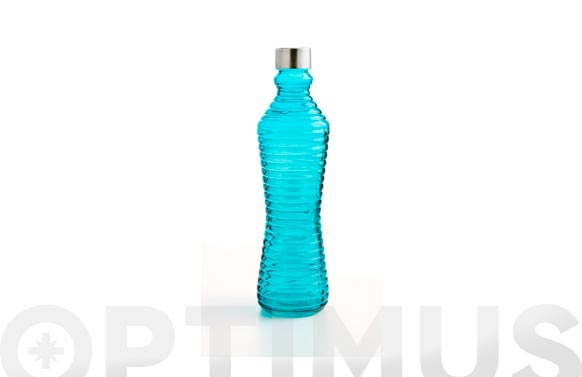 Botella cristal 1 l azul turquesa