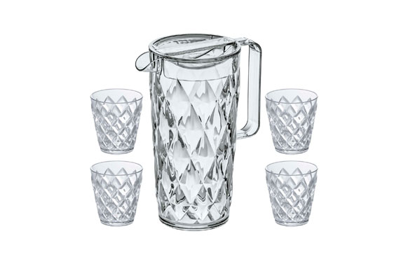 Jarra + 4 vasos acrilico crystal set 25 cl
