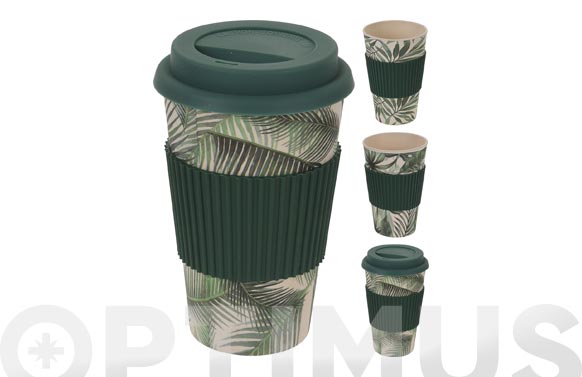 Mug bamboo con tapa surtido tropical 425 ml