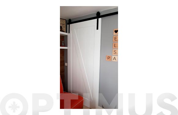 Herraje puerta corredera granero kit completo 3 m 45 x 8 mm negro