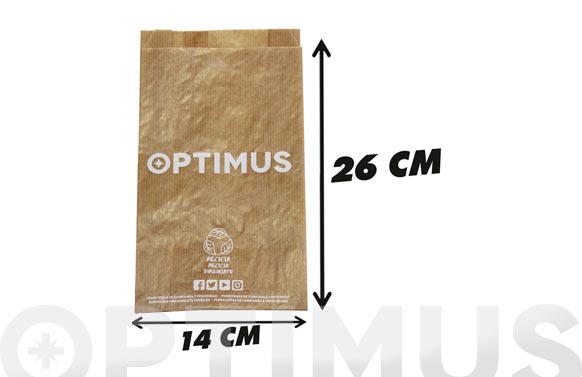 BOLSA PAPEL KRAFT OPTIMUS 1000 UDS 26 CM X 14 CM 14+6X26 OPTIMUS 2