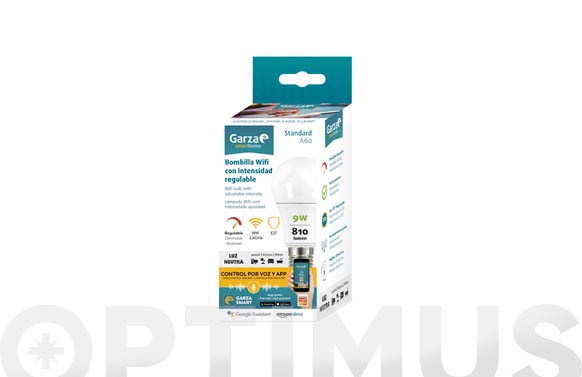 Lampara standard wifi regulable e27 9w 810lm