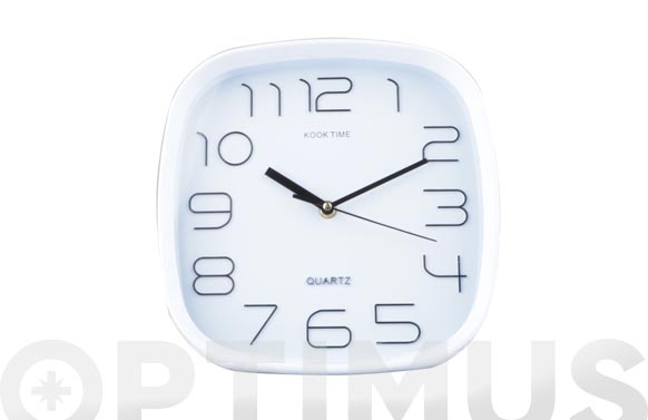 Reloj pared cuadrado 25 cm - blanco