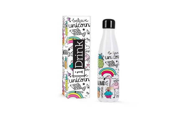 Botella termo inox 500 ml - unicornio